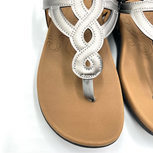 Rockport Women's Ramona T-Strap Pewter Silver Summer Sandals Shoes Size 7 NEW - Picture 4 of 13